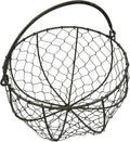 CVHOMEDECO. Round Metal Wire Egg Basket Wire Gathering Basket with Handle Country Vintage Style Storage Basket. Rusty, Dia. 8 X H 4-3/4 Inch