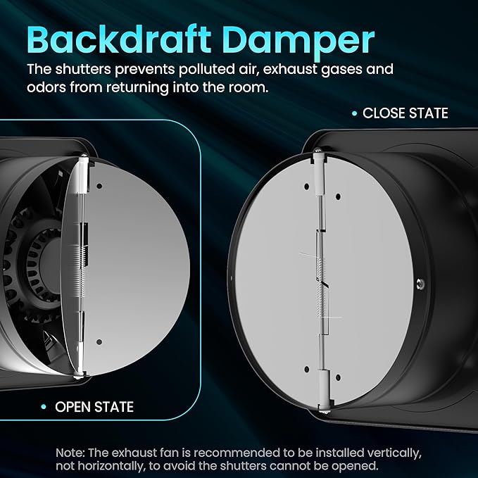 HG Power 8 Inch Exhaust Fan with Speed Controller, 567 CFM Kitchen Exhaust Fan with Damper, Metal Extractor Fan for Window, Attic, Ceiling, Basement Ventilation