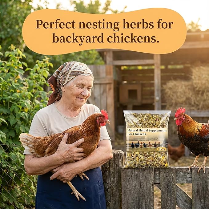 MAQIHAN Chicken Nesting Herbs - 10oz Dried Herbs & Flowers Mix for Coop Bedding, Natural Chicken Treats to Support Egg Laying, Feather Quality & Hen Wellness, Vacuum Sealed