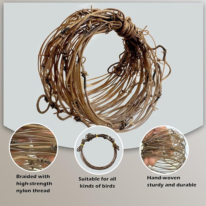 Rope Trap Bird Catcher, a Trap - Type Humane cage for catching Live Birds, 50 Coil traps5.5inch, 240 inches, Highly efficient and Reusable, Suitable for Various Small and Medium - Sized Bird Species