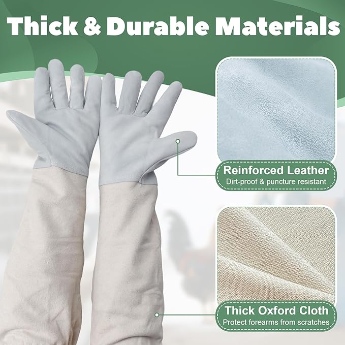 2 Pack Chicken Handling Gloves,Extra Long Scratch Proof Gloves for Chicken Handling,Puncture Resistant Glove for Prevent Chickens Scratch,Bite Proof Glove for Chickens,Bird,Cat