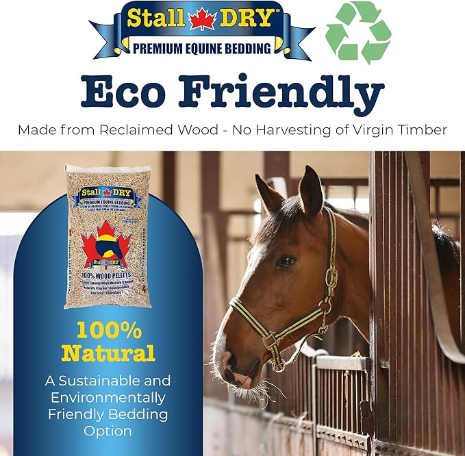 Progressive Planet Stall Dry Premium Equine Bedding Pellets, 35lbs - 100% Natural Kiln-Dried Pine Pellets, Superior Absorption & Odor Control - Eco-Friendly, Biodegradable & Chemical-Free Bedding