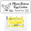 120 Chicken Egg Carton Labels Stickers | Please Return Egg Carton | White | Farm Fresh Eggs | 4 6 12 15 18 30 48 50 Count - Basket Box Container Extra Organizer Farm Supplies, 66mm x 26mm