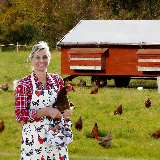 2 Pcs Egg Collecting Apron Chicken Egg Gathering Basket with 7 Pouches, Fresh Egg Holding Apron with 11 Pockets for Farmhouse Kitchen Parent Child Activities, Gift for Grandma/Housewife/Women