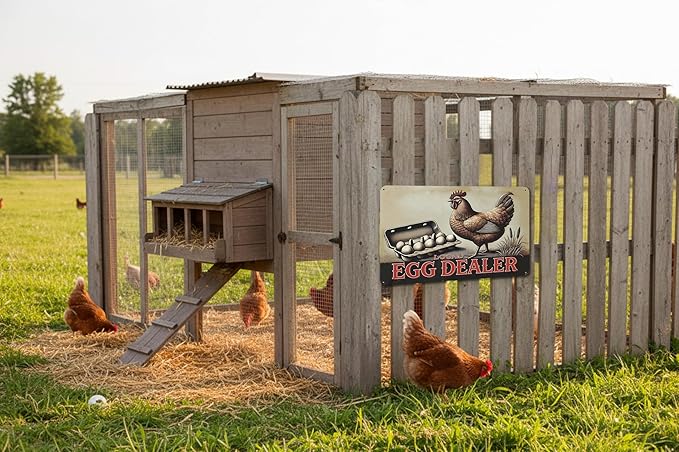 Local Egg Dealer Funny Chicken Coop Sign Farm Fresh Eggs Aluminum Sign Humorous Poultry Farm Decor Gift for Chicken Lovers Rustic Metal Sign 8x12 Inches Style-07
