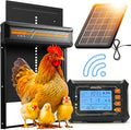 Wireless Automatic Chicken Coop Door – Solar Powered – LCD Display, Timer & Light Sensor – Anti-Pinch, All-Weather Aluminum – 5-Year Protection - Okköbi