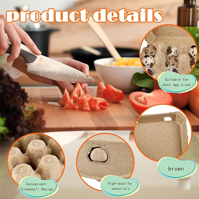 65 Pcs Quail Egg Cartons Paper Pulp Dozen Eggs Container Reusable Blank Cardboard Quail Egg Storage Tray for Home Kitchen Refrigerator Farmhouse, 3 x 4 Style