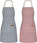 ATROPOS 2 Pack Aprons for Women with Pockets, Cooking Aprons for Women Men, Adjustable Bib Apron Chef Aprons for Kitchen, Cooking, BBQ, Cleaning