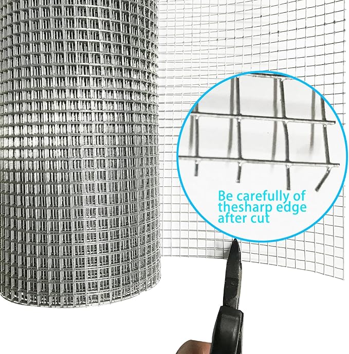Galvanized Hardware Cloth 1/4 Inch 23 Gauge - 12" x 35ft Heavy Duty Welded Wire Mesh, Hot-Dip Galvanized After Welding for Durability - Chicken Fence, Garden Fencing, Rabbit Barrier, DIY Crafts