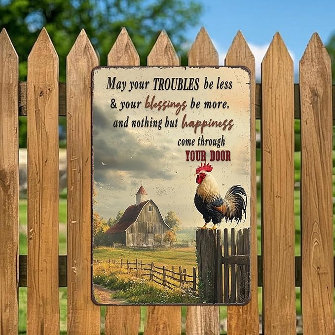 Rooster Kitchen Wall Decor Chicken Metal Signs Farm Rooster Crowing Sign Chicken Decor Welcome To My Mother Kitchen Home Fence Wall Decor 12x16 Inch Vintage Chicken Coop Tin Poster