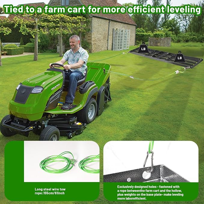 Lawn Leveling Rake 51"x10",Lawn Leveling Tool with 68" Long Adjustable Stainless Steel Handle for Leveling Soil,Grass,Sand or Dirt,Heavy Duty Lawn Leveler for Backyard,Garden,Golf Course,Farm,Pasture