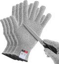 4 Pcs Large Cut Resistant Gloves Food Grade Level 5 Hand Protection,Kitchen Cut Gloves (Large (Pack of 4))