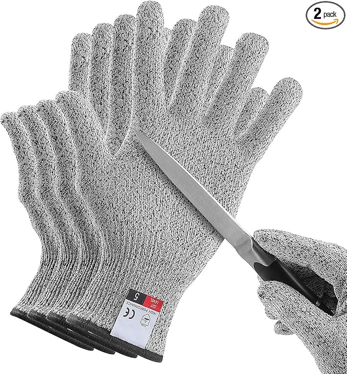 4 Pcs Small Cut Resistant Gloves Food Grade Level 5 Hand Protection,Kitchen Cut Gloves (2 Pairs (Small(palm Diameter 2.80-3.35inch))