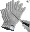 4 Pcs Medium Cut Resistant Gloves Food Grade Level 5 Hand Protection,Kitchen Cut Gloves (Medium (Pack of 4))