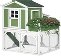 PawHut 49" Small Chicken Coop Hen House with Garden Space, Chicken House Outdoor Run Cage with Weather Protection, 2-4 Birds, Green