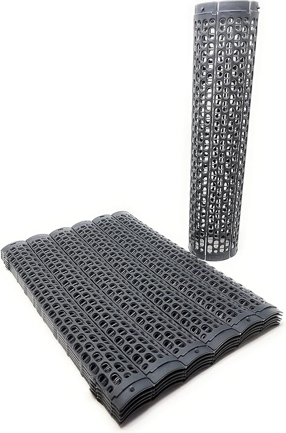 15" Tree Trunk Protectors, Stackable Spiral Tree Guards, Adjustable Width Bark Protection from Weed Eaters, Deer & Rodents, Tall Sapling & Vineyard Vine Protectors, Durable Plastic (12, Slate)