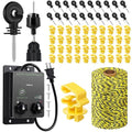 63 Pcs Electric Fence Kit Include 2-Mile Electric Fence 5000v 0.1joule 20 Insulator 1 Socket Tool 200m Polywire 40 T Post Insulators Socket for Predator Protection
