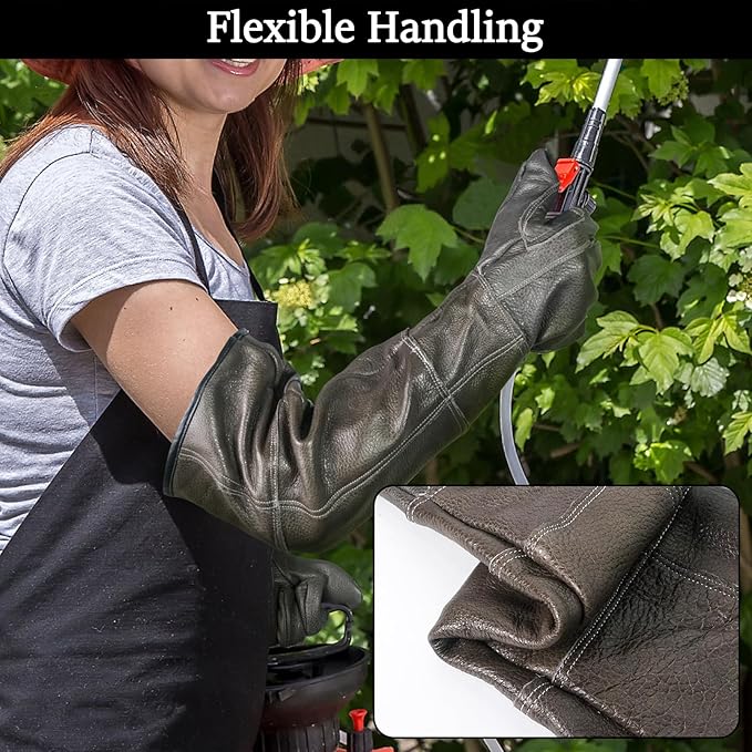 Luwint Genuine Leather Animal Handling Gloves, 22.5’’ Long - Cat & Dog Bite Proof Anti Scratch, for Dog Training, Gardening Gloves, Thorn Proof, Flexible & Water Resistant