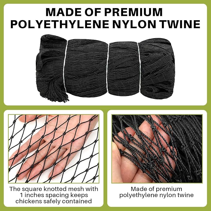 25 x 25 ft Aviary Bird Netting Chicken Netting Commercial Grade Heavy Duty Knotted 1 inch Mesh for Chicken Coops Poultry Blueberries Fruit Trees Net Aviary Gamefowl Garden