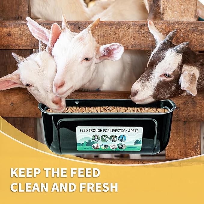2 Pack Poultry Feeder Hanging Equipment，Poultry Feed Trough Bucket Feeding for Goat Duck Sheep Pig Horse Chicken，Waterer Bucket Feeding Container for Livestock Goat，Deer，Duck