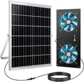Solar Fan for Chicken Coop, ropelux Solar Powered Dual Exhaust Fans with 12000mAh Battery & 2 Timers, 24/7 Strong Airflow Cooling Ventilation for Greenhouses, Dog Houses, Attics, Sheds, Cabins