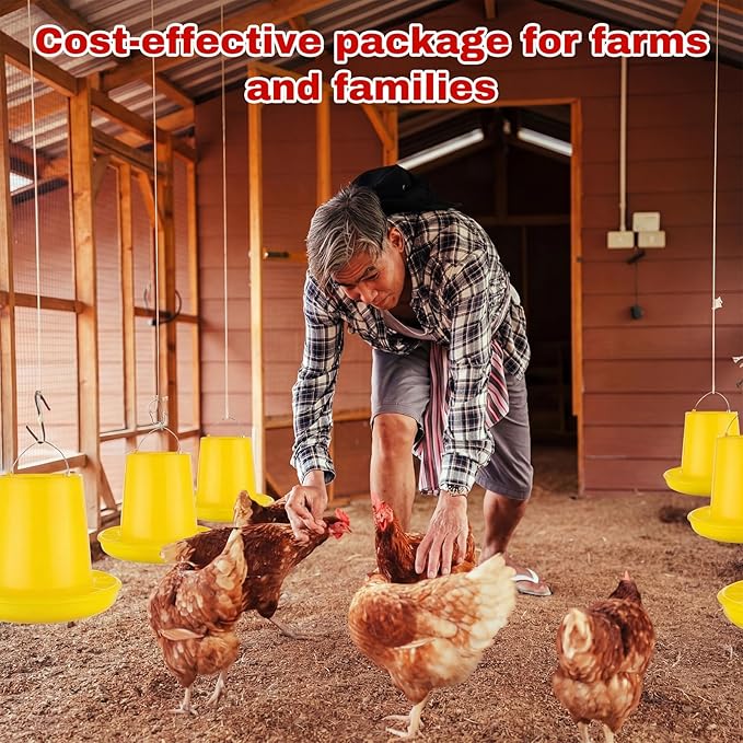 Shellwei 8 Pack 17.6 lb Hanging Chicken Feeders Large Chick Feeder Chicken Food Dispenser for Large Automatic Plastic Poultry Feed Dispensers for Ducks Geese Turkeys Quail