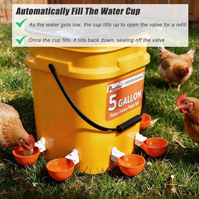 5 Gallon Automatic Chicken Waterer & 44 Lbs No Waste Feeder Set, Poultry Feeding Equipment with Buckets for Chicken Coop Accessories