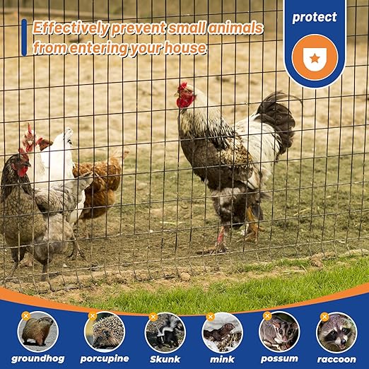 15GA 5'*50' Welded Wire Mesh, Metal Fencing Wire Mesh 2'' X 4'', for Dog Boundary Fence Roll Outdoor Animal Barrier Fence and Garden Plant Vegetable Protection
