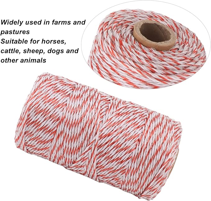 Topyond Strong Conductivity Stainless Steel Electric Fence Polywire Rope,Easy to Install,Movable Goat Fence,Chicken Wire,for Temporary Fencing,Ensure The Safety of Livestock