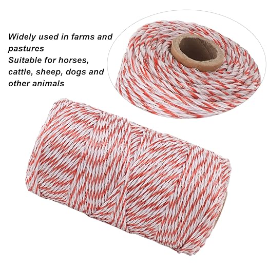 Electric Fence Polywire Rope, Electric Fence Polywire, Stainless Steel Wire Fence Wire, Portable Electric Fence Rope for Farm Ranch