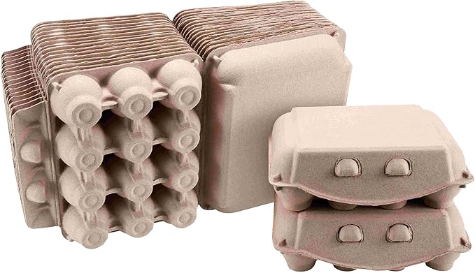Vintage Egg Cartons 30 Pack, Blank Natural Paper Pulp Square Dozen Egg Cartons Eggs, Classical 3x4 Style Holds Up to One Twelve 12 Count Chicken Eggs, Sturdy Design Made from Recycled Cardboard
