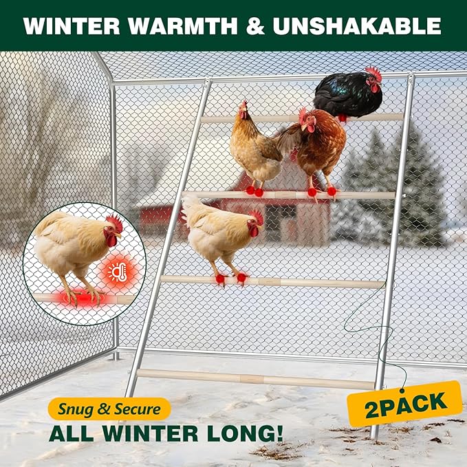 Chicken Perch for Coop Roosting Bars Farm Chicken Toys Roost Ladder for Backyard Poultry 2 Pack (58.2" L x 32" W)