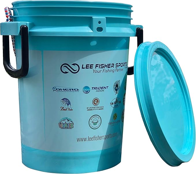 iSmart 5 Gallon Bucket with Rope Handle, Two Sides Handle, 2 Color to Choose (Aqua Logo, 1 Pack)