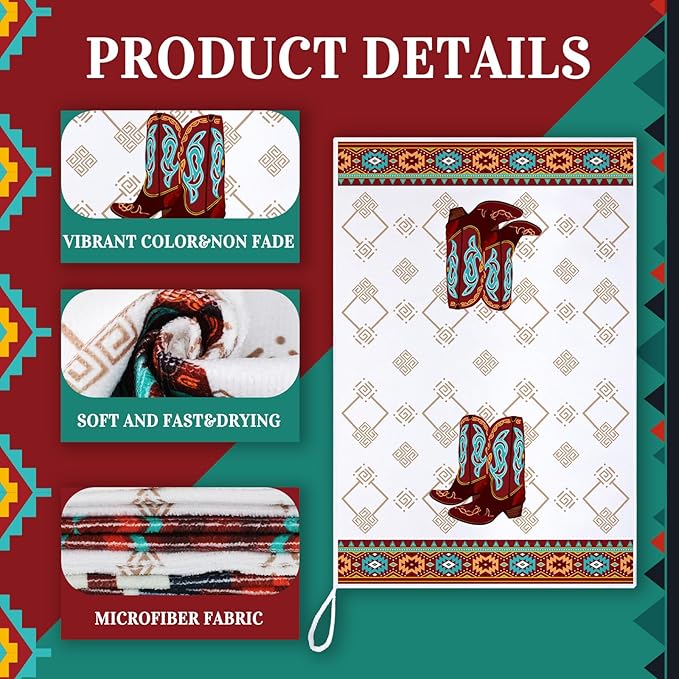 Boyiee Set of 6 Southwestern Kitchen Towels Boho Aztec Theme Dishtowel Native American Hand Tea Towels 24 x 16 Inches for Absorbent Kitchen Decor with Hanging Loop for Room Home Housewarming Gift