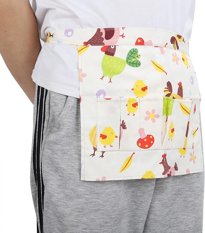 Egg Collecting Apron with Multiple Pockets | Sturdy Cotton Twill for Chicken/Duck/Quail Eggs | Replaces Breakable Baskets, Holds Fragile Items (S(7.8x6.5x2.6cm/3.1x2.6x1in))