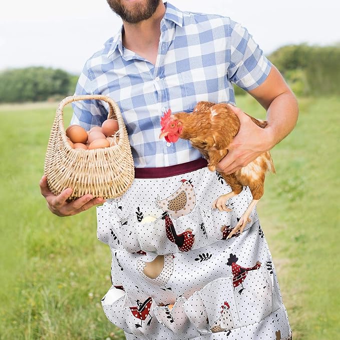 Syhood Egg Apron Easter Egg Collecting Apron with 12 Deep Pocket for Chicken Duck Goose
