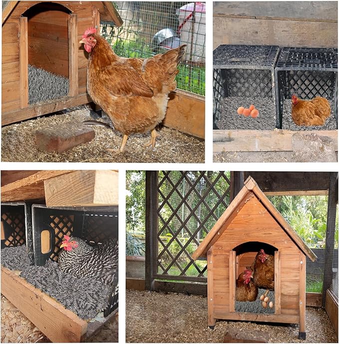 6PCS Chicken Nesting Box Pads Washable,Artificial Grass for Chicken Coop Reusable Hen Egg Laying Nest Boxes Liner,Chick Roosting Mats 11.8X11.8 Inch(Grey)