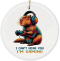 Gamer Ornament 2025 - Gaming Ornaments for Christmas Tree - Capybara Video Game Gifts for Gamers, Men, Teens, Kids - I Can't Hear You I'm Gaming Video Game Controller Ceramic Ornament