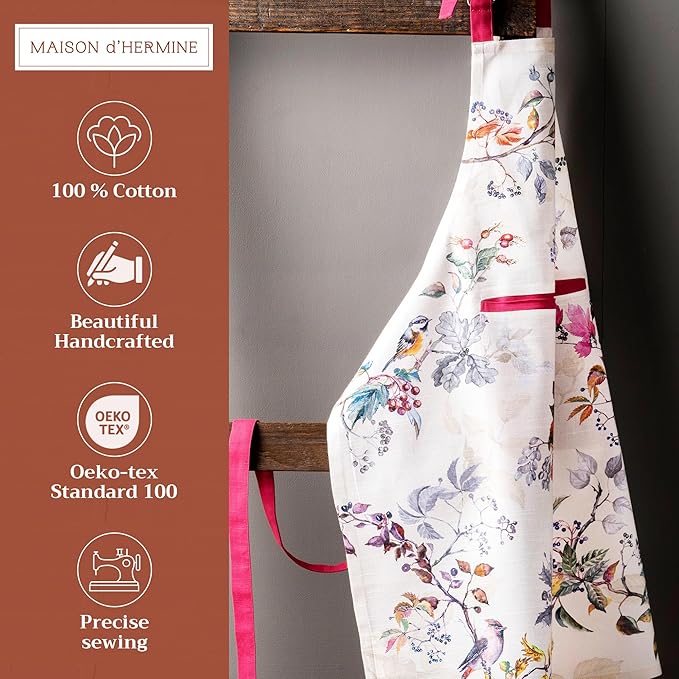 Maison d' Hermine 100% Cotton Apron for women with Pocket Kitchen Chef Apron for Men Cooking Easter Decorations