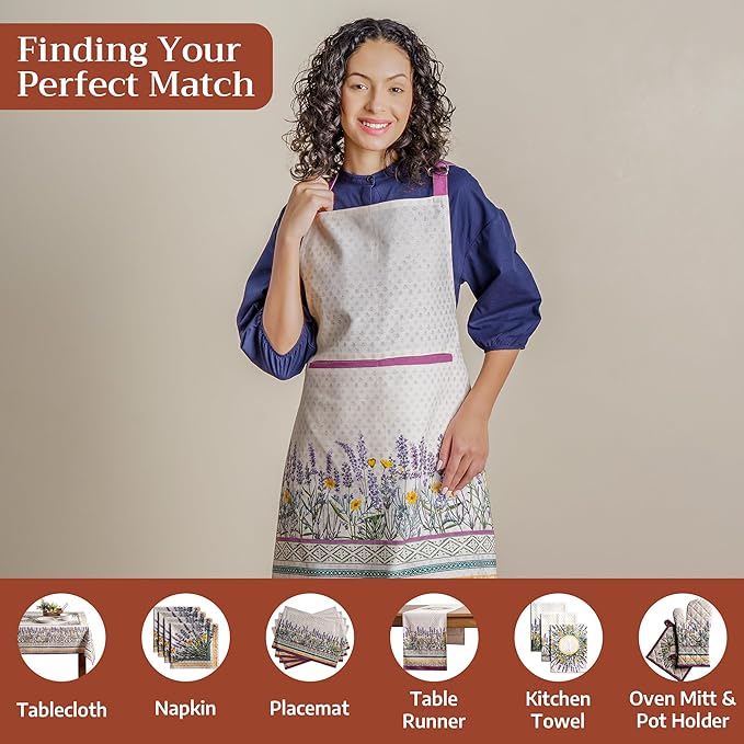 Maison d' Hermine 100% Cotton Apron for women with Pocket Kitchen Chef Apron for Men Cooking Easter Decorations