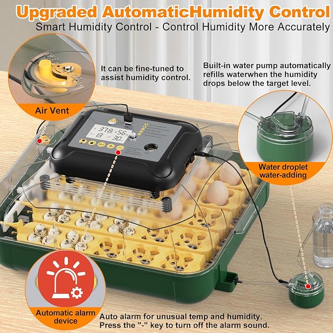 25 Egg Incubator for Hatching Eggs with Automatic Egg Turning, Temperature & Humidity Display, Hatch Day Countdown, Auto Water Refilling System, Egg Candler, Multifunctional Egg Tray for Chicken