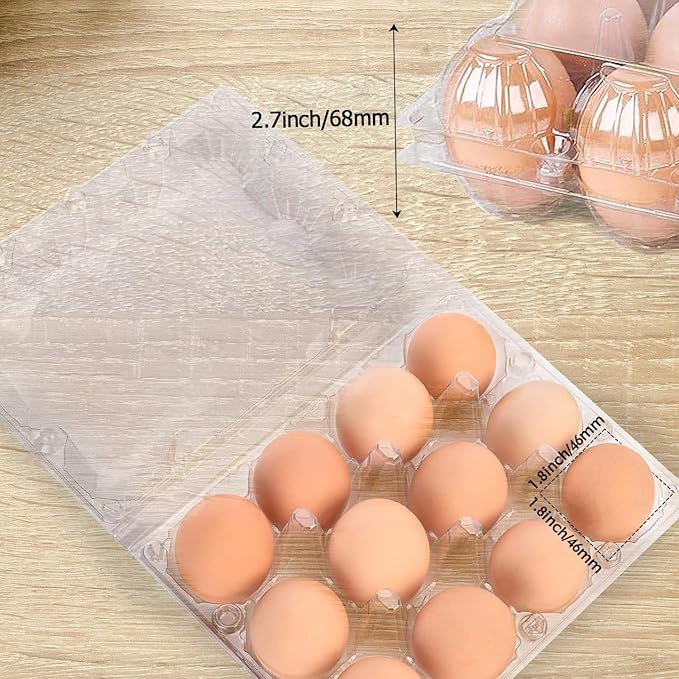 AYSUM 80 Pack Plastic Egg Cartons Cheap Bulk 12 Count, Clear Blank Egg Cartons 3 * 4 Grids, Perfect for Refrigerator Chicken Farm Markets - Medium