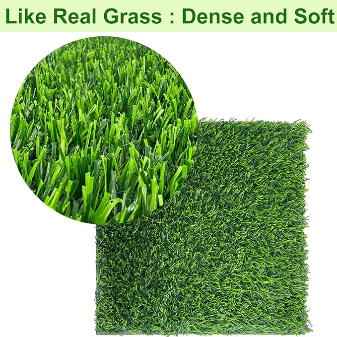 12 Pack Chicken Nesting Pads for Chicken Coop, 12"x12" Reusable Plastic Artificial Grass Nesting Box Pads Washable Laying Eggs Turf Egg-Protecting Mats for Coops, Pets & Crafts - Green