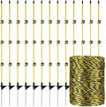 Sasylvia 36 Pcs 45 Inch Fiberglass Electric Fence Posts with 328 Feet Poly Wire, Easy Step-in Electric Fence Kit for Sheep, Lambs, Livestock in Garden, Backyard, Farm, Temporary Fencing(Yellow Black)