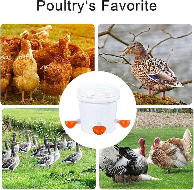 Chicken Waterer Cups, 8 Packs Orange Large Chicken Watering Cups, Automatic Chicken Water Cups, Tee Fittings Poultry Feeder Cups Suitable for Chicken, Duck, Goose, Turkey with Mounting Hole Opener
