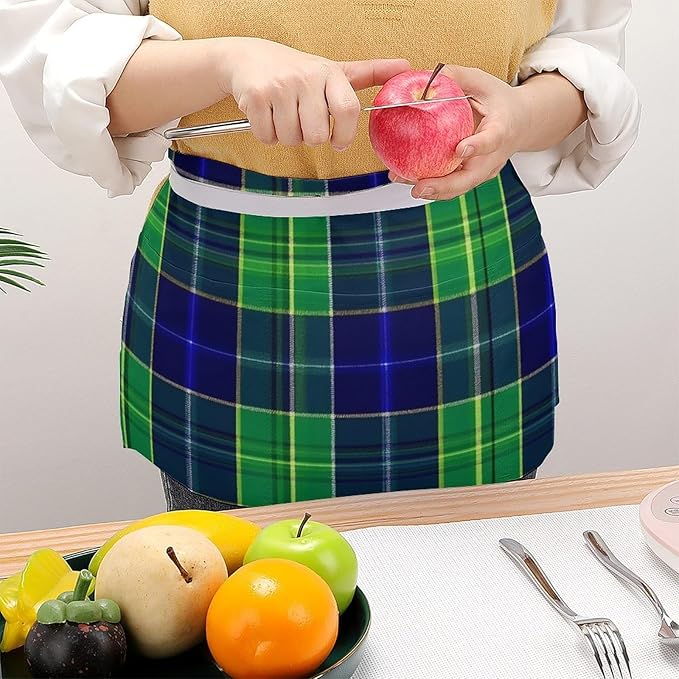 Unisex Apron for Cooking Server Waitress Half Waist Apron with 3 Pockets
