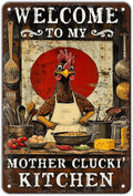 Funny Chicken Signs Welcome To My Kitchen Humorous Cartoon Rooster Cooking Aluminium Sign Metal Chicken Signs Decor Home Ktichen Farm Are Wall 12x8 Inch Vintage Chicken Signs Metal Tin Poster