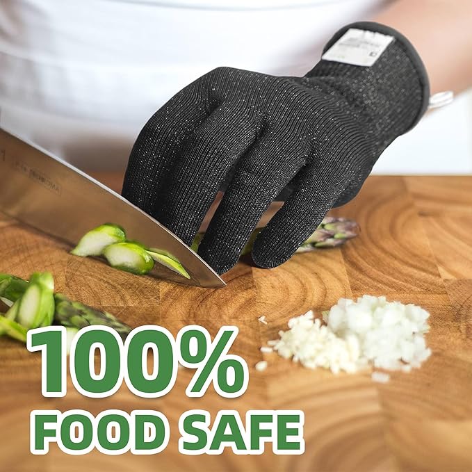 Schwer 2 Pairs ANSI A7 Cut Resistant Gloves, Mandoline Glove for Kitchen, Breathable & Comfortable, Food Grade Cutting Gloves for Meat Cutting, Fish Processing, Carving, and Shelling, PR1509, S