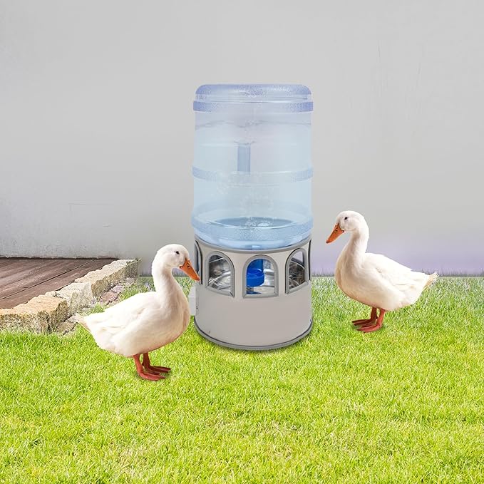 Chicken Water Heater, 5Gal Poultry Heated Chicken Waterer with Adjustable Thermostat, 80W Anti-Freeze Drinking Heater for Hens Ducks Birds, 9-Window Outdoor Heated Waterer for Winter Coop Pets