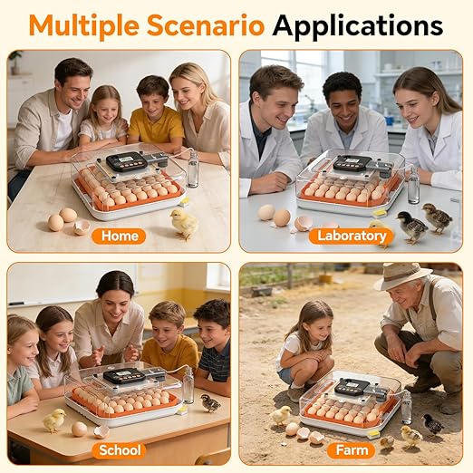 48 Egg Incubator for Hatching Eggs, Chicken Incubator with Auto Turner, Digital Temp & Humidity Control, Built-in Egg Candler & External Water Refill - for Hatching Chicks, Ducks, Quail, Goose Eggs